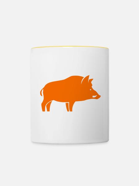 Wildschweinjäger - Tasse zweifarbig - Weiß/Gelb