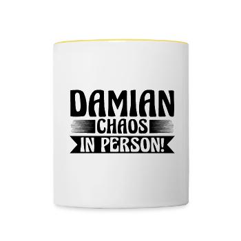 First name Damian - Contrasting Mug - white/yellow - Front