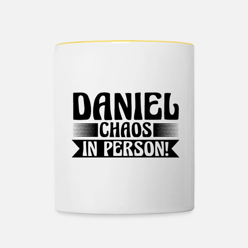 First name Daniel - Contrasting Mug - white/yellow