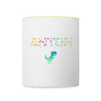 ANTON - Beautiful boy name with dinosaur - Contrasting Mug - white/yellow - Front