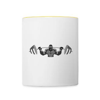 Krafttraining Gym Workout Spruch Fitness Geschenk - Tasse zweifarbig - Weiß/Gelb - Vorne