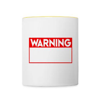 Avertissement je n’écoute pas 32 - Mug contrasté - blanc/jaune - Devant