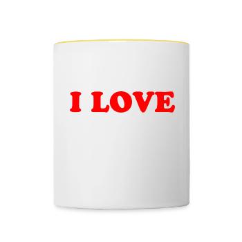 I Love Free Drinks 2 - Tasse zweifarbig - Weiß/Gelb - Vorne