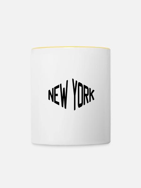 New York - Tasse zweifarbig - Weiß/Gelb