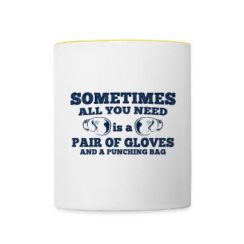 Boxsport Boxing - Tasse zweifarbig - Weiß/Gelb - Vorne