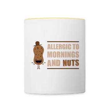 Cadeau de sensibilisation aux allergies et aux noix - Mug contrasté - blanc/jaune - Devant