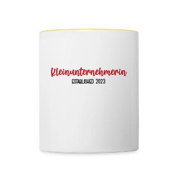 Unternehmerin 2023 Kleingewerbe Chefin Startup - Tasse zweifarbig - Weiß/Gelb - Vorne