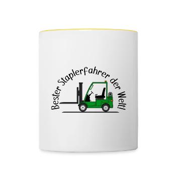 Staplerfahrer grün bester Staplerfahrer der Welt - Tasse zweifarbig - Weiß/Gelb - Vorne