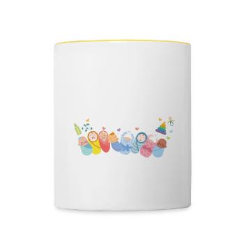 Spécialiste de l’emmaillotage post-partum Travail et accouchement - Mug contrasté - blanc/jaune - Devant