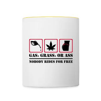 Nobody Rides For Free - Tasse zweifarbig - Weiß/Gelb - Vorne