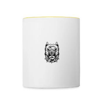 Pitbull Maman Chien Maman Poison - Mug contrasté - blanc/jaune - Devant