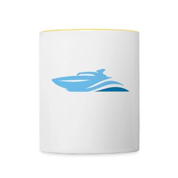 Bateau de course à moteur Bateau de sport Bateau Cadeau - Mug contrasté - blanc/jaune - Devant