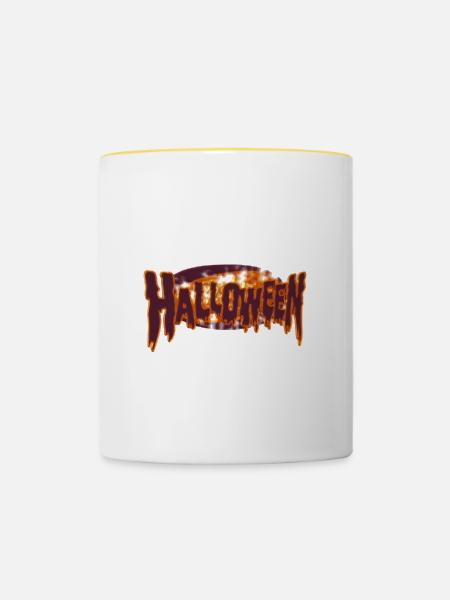 halloween - Tasse zweifarbig - Weiß/Gelb