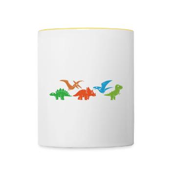 Dinosaurs Didn't Learn Math Funny Mathematics - Contrasting Mug - white/yellow - Front