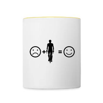 Cyclisme Cyclisme Hommes Cyclistes cyclistes - Mug contrasté - blanc/jaune - Devant