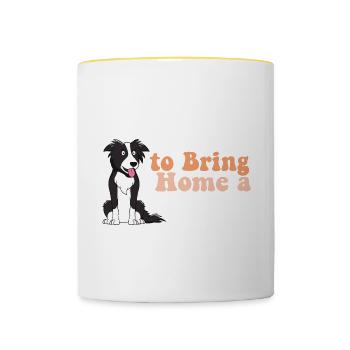 Most Likely To Bring Home A Dog Mom Dad I Love - Tasse zweifarbig - Weiß/Gelb - Vorne