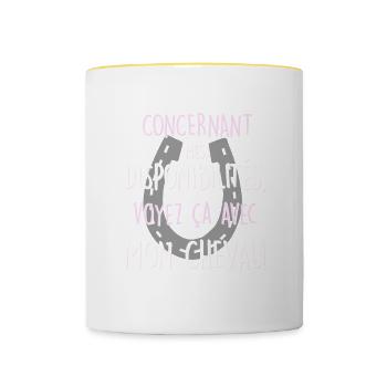 Voyez ça avec mon cheval! - Mug contrasté - blanc/jaune - Devant
