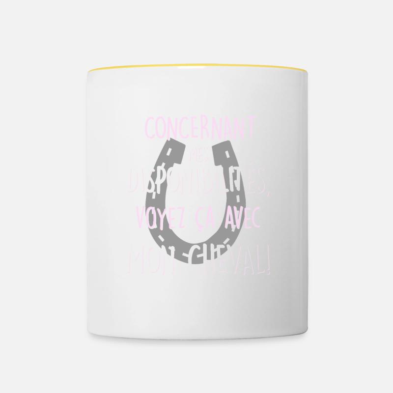 Voyez ça avec mon cheval! - Mug contrasté - blanc/jaune