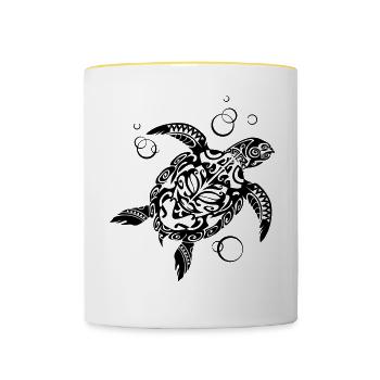 Watchful Turtle - Contrasting Mug - white/yellow - Front