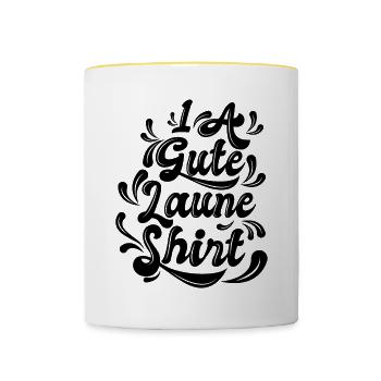 Bonne Humeur Devise De La Vie Déclaration - Mug contrasté - blanc/jaune - Devant