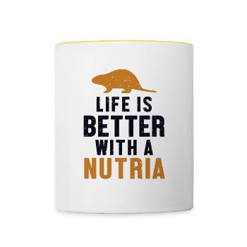 Life is Better with a Nutria Rodent Coypu - Contrasting Mug - white/yellow - Front
