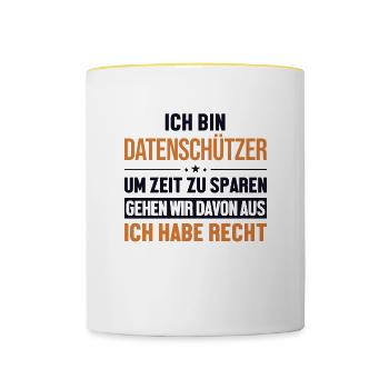 Datenschützer hat immer Recht Datenschützer - Tasse zweifarbig - Weiß/Gelb - Vorne