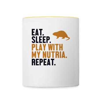 Eat Sleep Nutria Repeat Rodent Coypu Myocastor - Contrasting Mug - white/yellow - Front