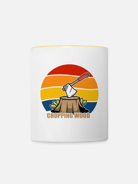 Chopping Wood Retro - Tasse zweifarbig - Weiß/Gelb