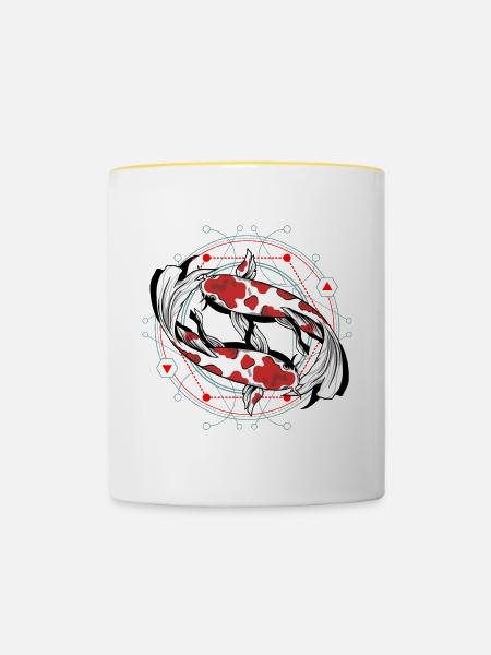 Koi Fisch - Tasse zweifarbig - Weiß/Gelb