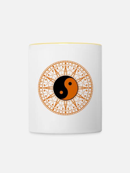 Qi Gong - Tasse zweifarbig - Weiß/Gelb
