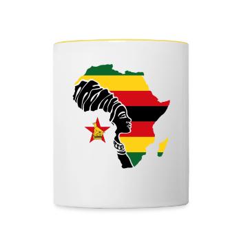 Zimbabwe Zim Zimbabwe Afrique Drapeau Noir Patrimoine - Mug contrasté - blanc/jaune - Devant