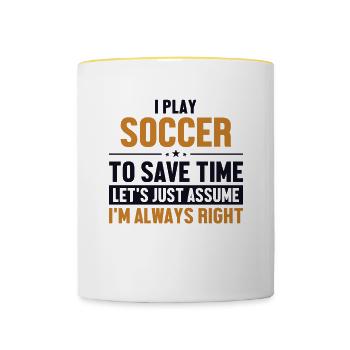 Soccer Let's Assume I'm Right Football Pro Buteur - Mug contrasté - blanc/jaune - Devant