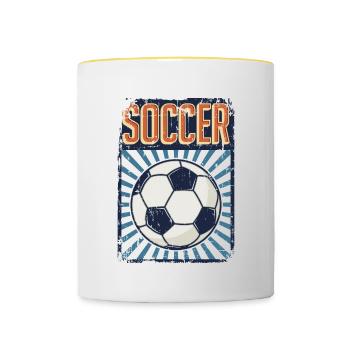 Soccer Footballeur professionnel Dieu du football - Mug contrasté - blanc/jaune - Devant