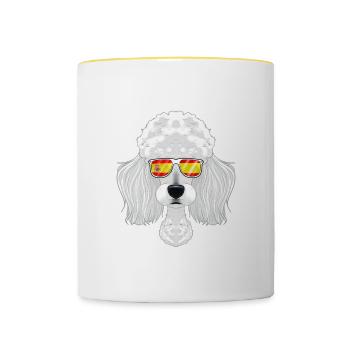 Poodle I Spain Sunglasses I Spanish Flag - Tasse zweifarbig - Weiß/Gelb - Vorne