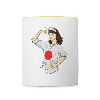 Japanese Girl Unbreakable I Japanese Heritage I - Tasse zweifarbig - Weiß/Gelb - Vorne