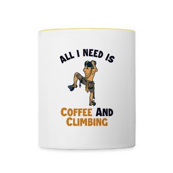 Coffee and Climbing Alpinklettern Sportklettern - Tasse zweifarbig - Weiß/Gelb - Vorne