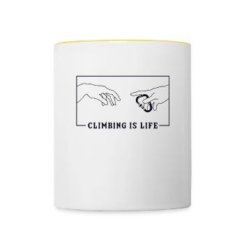 Michelangelo Creation of Adam Climbing Kraxler - Tasse zweifarbig - Weiß/Gelb - Vorne