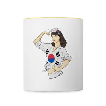 Fille sud-coréenne Incassable I Héritage Sud - Mug contrasté - blanc/jaune - Devant