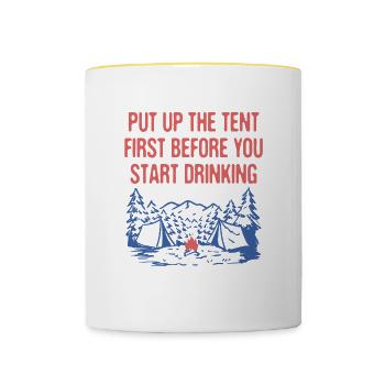 Montez la tente First Camping Beer Lover Camper - Mug contrasté - blanc/jaune - Devant