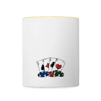 Parting the Fool from His Money Funny Poker Humor - Tasse zweifarbig - Weiß/Gelb - Vorne