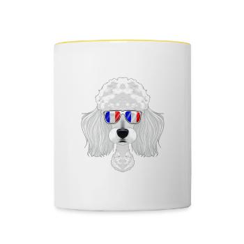 Poodle France Sunglasses I French Flag - Tasse zweifarbig - Weiß/Gelb - Vorne