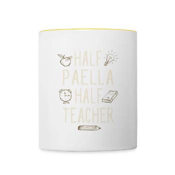 Moitié Paella Moitié Professeur Drôle Professeur Humour - Mug contrasté - blanc/jaune - Devant