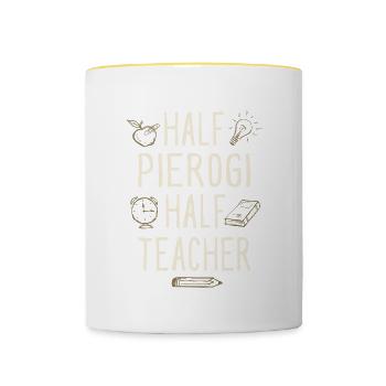 Half Pierogi Half Teacher Funny Professor Humor - Tasse zweifarbig - Weiß/Gelb - Vorne