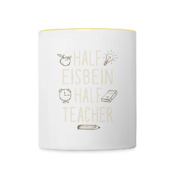 Moitié Eisbein Moitié Professeur Drôle Professeur Humour - Mug contrasté - blanc/jaune - Devant