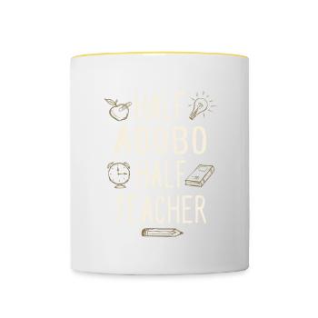Half Adobo Half Teacher Funny Professor Humor - Tasse zweifarbig - Weiß/Gelb - Vorne