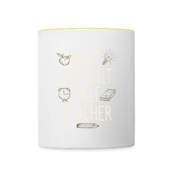 Moitié Patty Melt Moitié Professeur Drôle - Mug contrasté - blanc/jaune - Devant