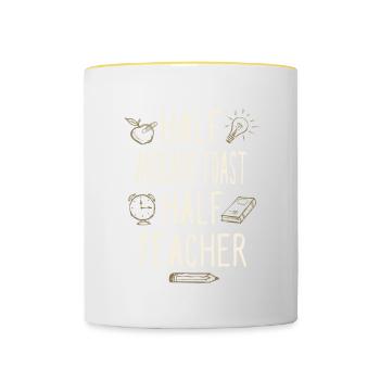 Half Avocado Toast Half Teacher Funny Professor - Tasse zweifarbig - Weiß/Gelb - Vorne