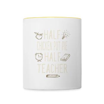 Moitié poulet Pot Pie Moitié Professeur drôle - Mug contrasté - blanc/jaune - Devant