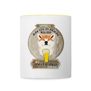 Akita Inu Dad Beer Lover - Contrasting Mug - white/yellow - Front