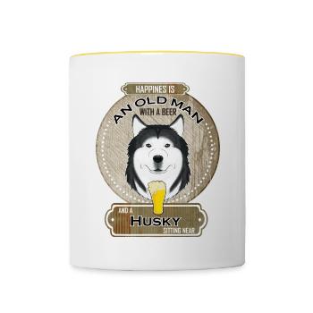 Husky Dad Beer Lover - Tasse zweifarbig - Weiß/Gelb - Vorne